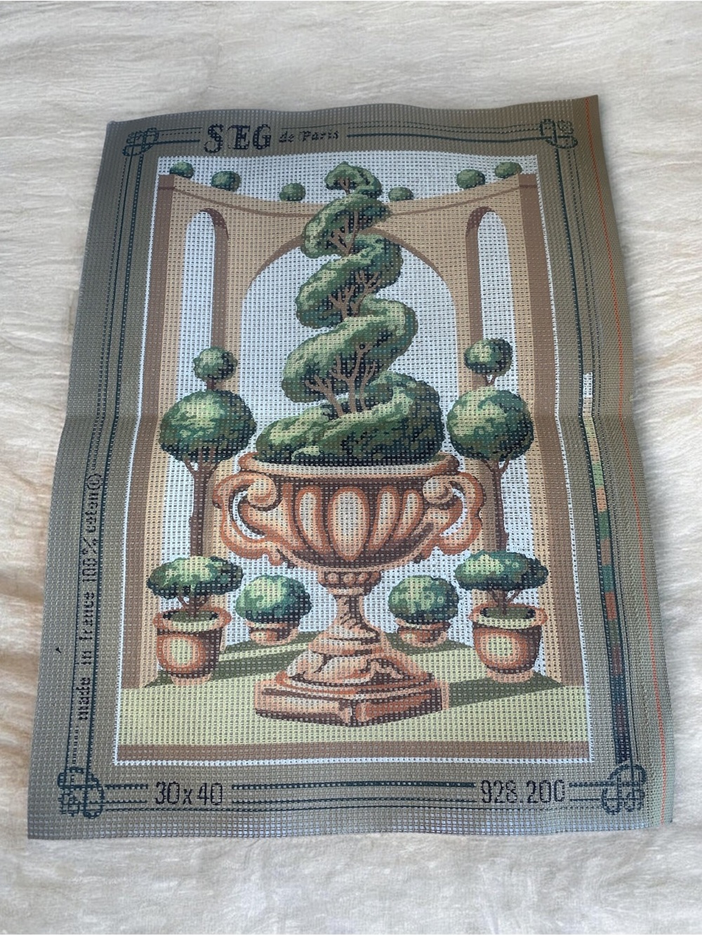 French SEG de Paris Unworked Needlepoint Tapestry Canvas French Country Garden